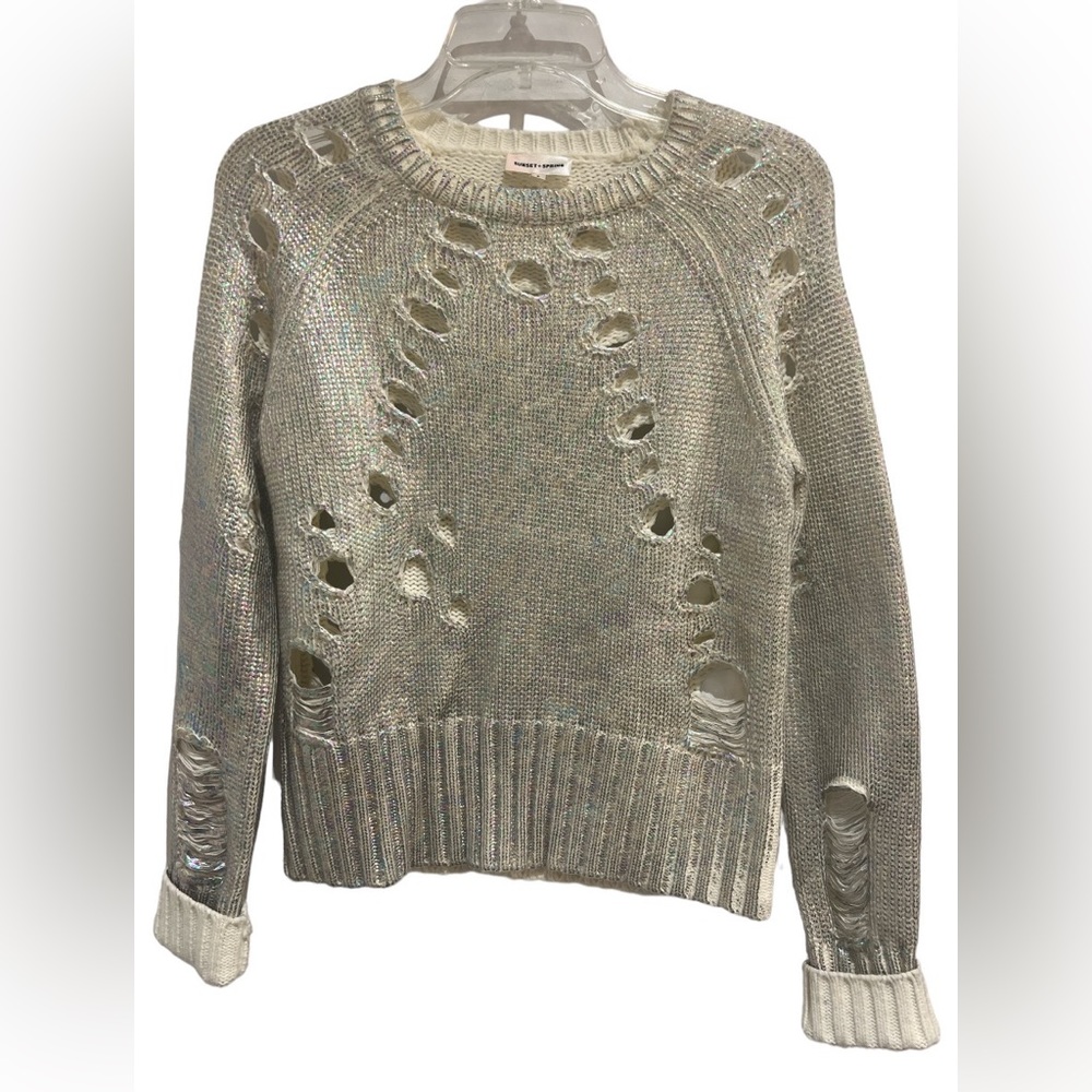 Sunset + Spring Metallic Iridescent Distressed Sw… - image 1